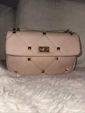 Quilted Stud Accent Shoulder Bag - Blush Pink
